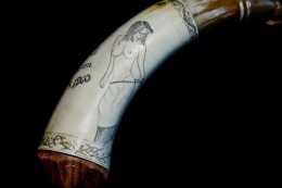Kirkland Horn NudeI had drawn a more robust nude and sent the client a sketch. He came back asking for something a little more modern and sent me a photograph as an example. She is on the inside curve of this horn.