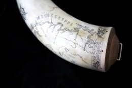 The Coplin Horn - Missippi River MapI used a map of the Mississippi from the mid 1700’s as the basis for the map on this horn. I took out a section from St. Louis to New Madrid and added several rivers and other features that the client asked for.
