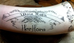 Uhma Ruth Pye won the horn and she was so happy when I gave it back to her with her name engraved on the inside curve.
